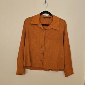 Cropped Orange Button Down